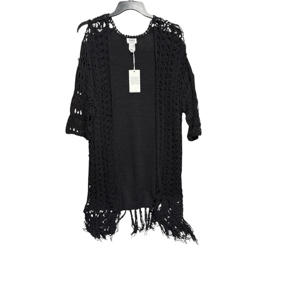 Monroe & Main size small Black Crochet Cardigan duster length NWOT - Picture 1 of 6